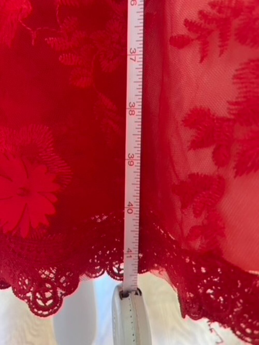 Elegant Red Lace Prom Dress A Line Knee Length Appliques Size Small - Picture 13 of 16
